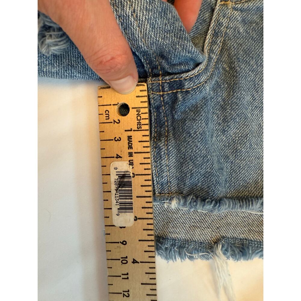 WE THE FREE Distressed Cut Off Blue Denim Shorts Button Fly 100% Cotton Size 26 - Picture 5 of 10